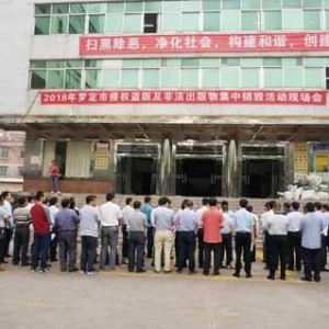 罗定集中销毁25000多件盗版图书、盗版音像制品等